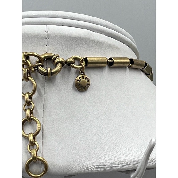 J. Crew Colorful Yellow Sage Green Gray Rhinestone Statement Gold Tone Necklace - Picture 11 of 16